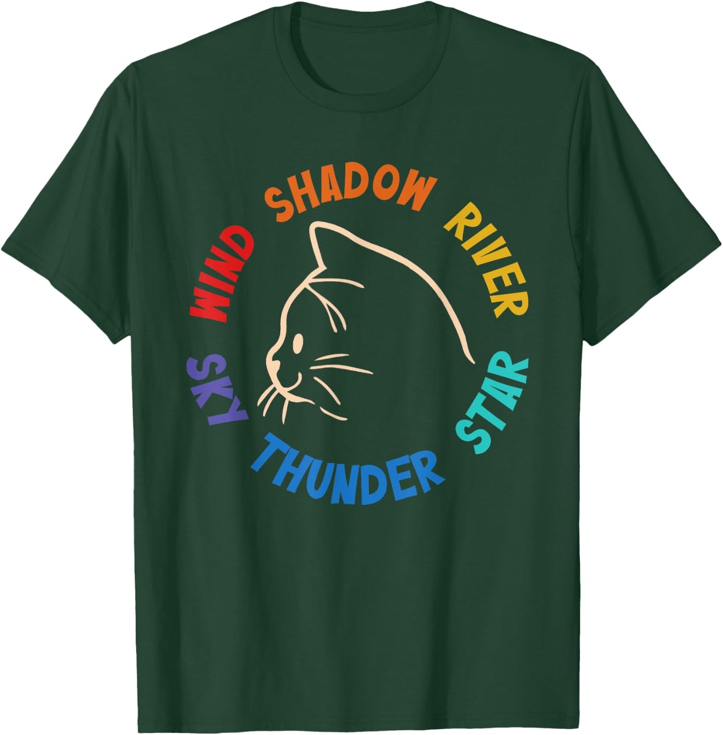 Wind Shadow River Star Thunder Sky Cat Feline T-Shirt - T-Shirt | Forest