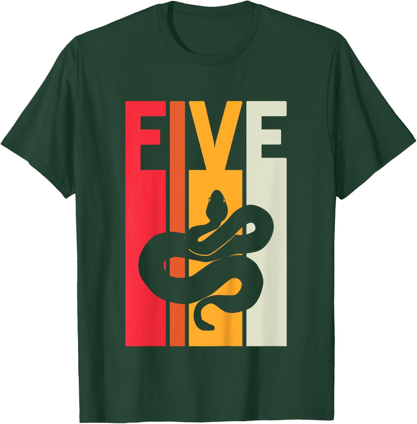 5th Birthday Vintage Snake Lover Pet Reptile 5 Years Old T-Shirt - T-Shirt | Forest