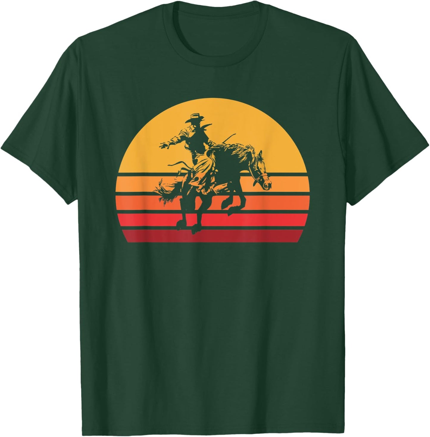 Retro Bronc Riding Vintage Bucking Horse Sporting T-Shirt - T-Shirt | Forest