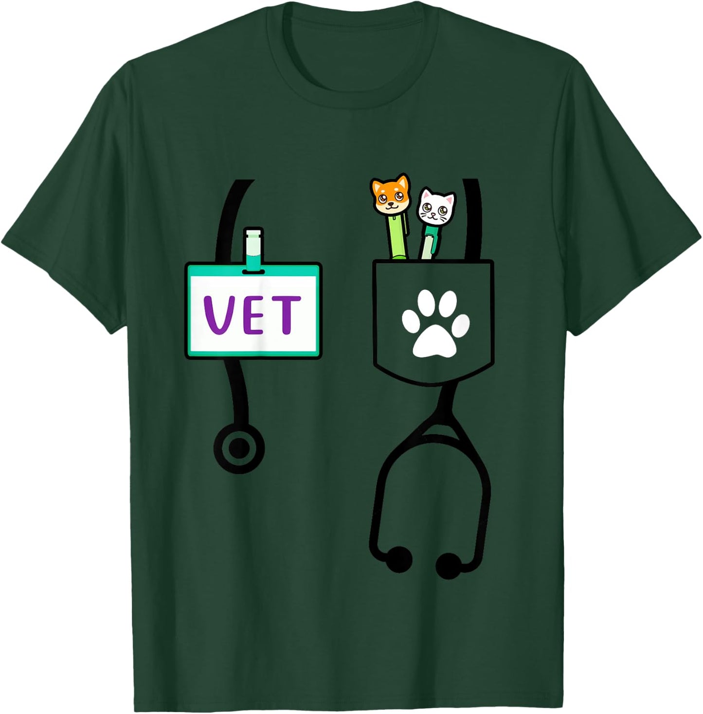 Kids Veterinarian Costume Gift Boys Girls Kids Animal Doctor Vet T-Shirt - T-Shirt | Forest