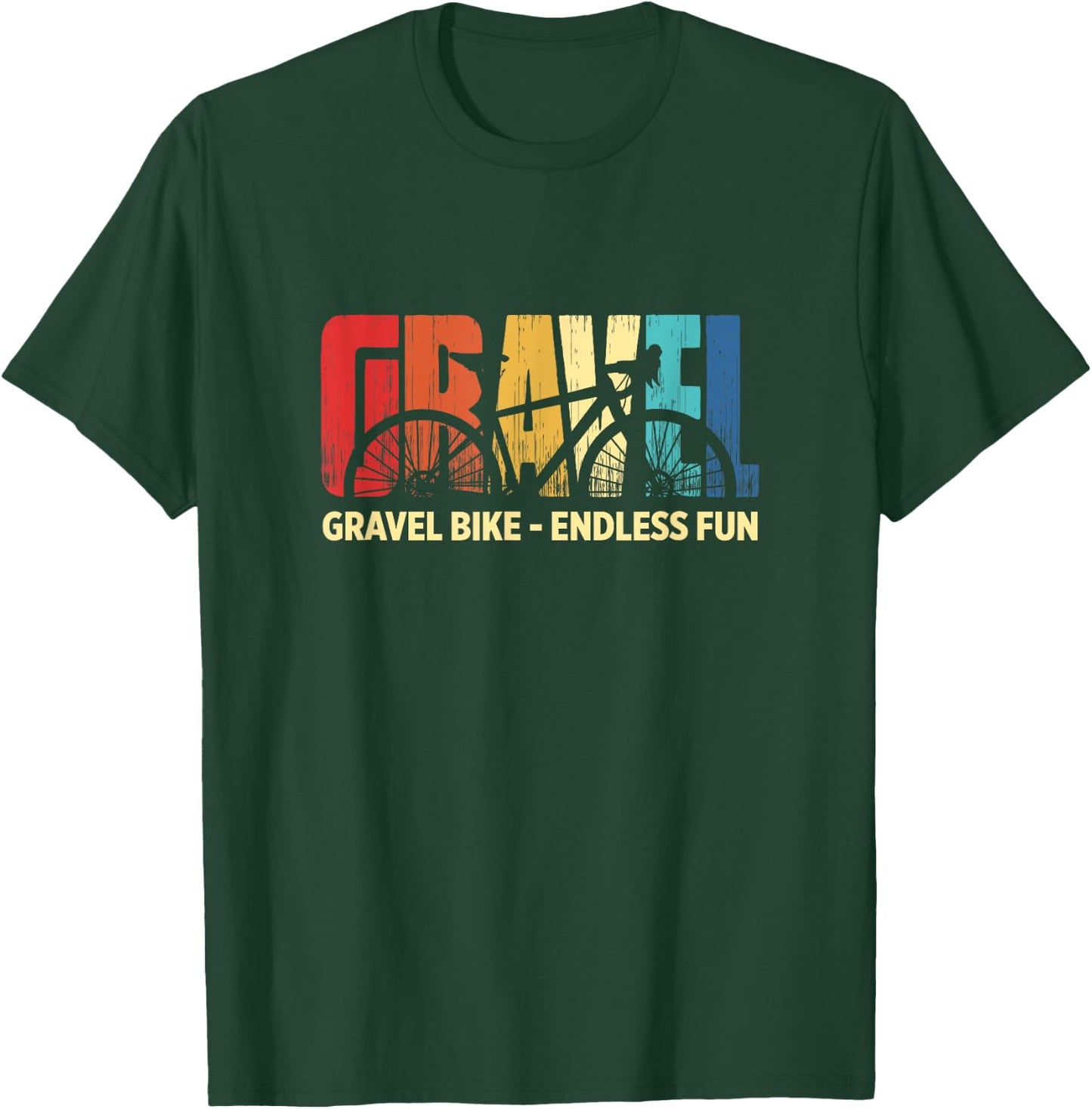 Gravel Bike Endless Fun Retro MTB Downhill Cyclist T-Shirt - T-Shirt | Forest