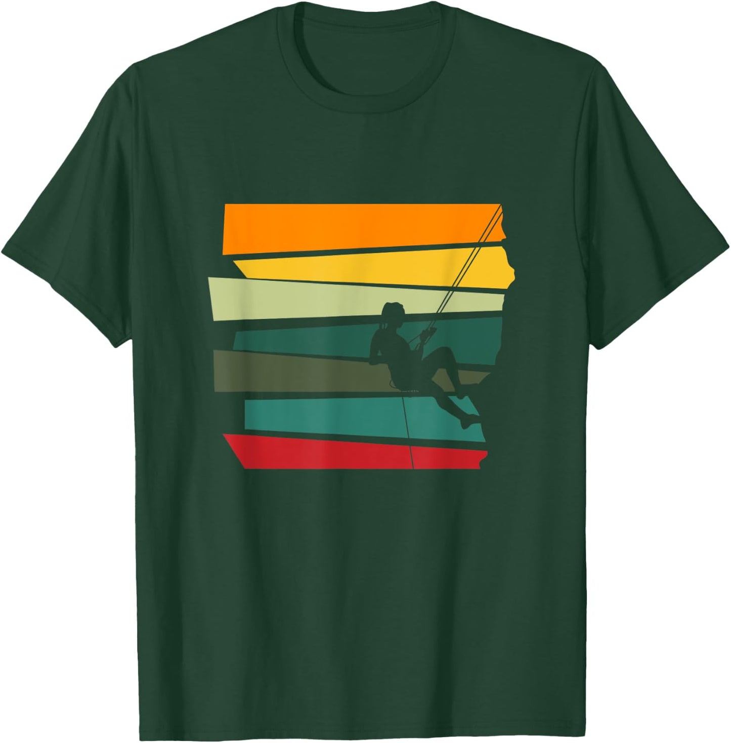 Vintage Rock Climbing Retro Climber Silhouette T-Shirt - T-Shirt | Forest