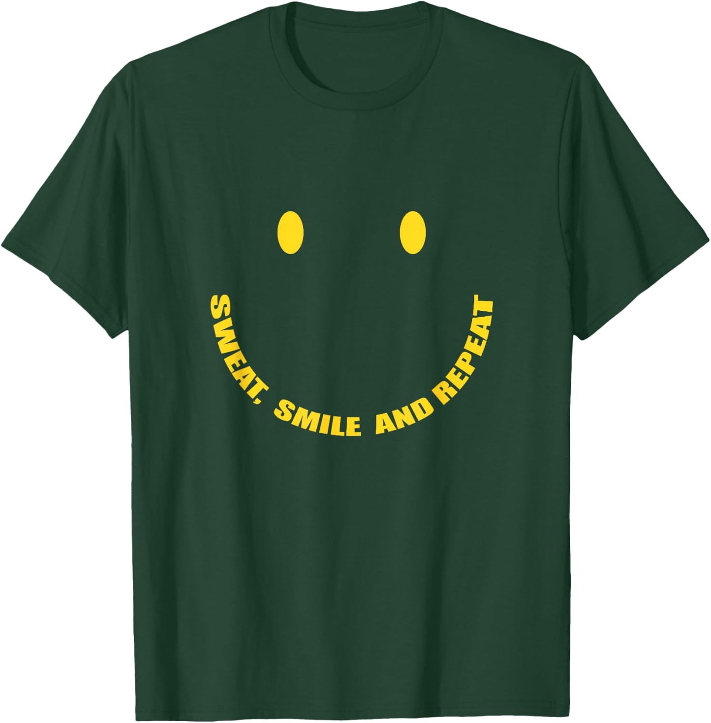 Sweat, Smile and Repeat Smily Face Workout Motivation T-Shirt - T-Shirt | Forest