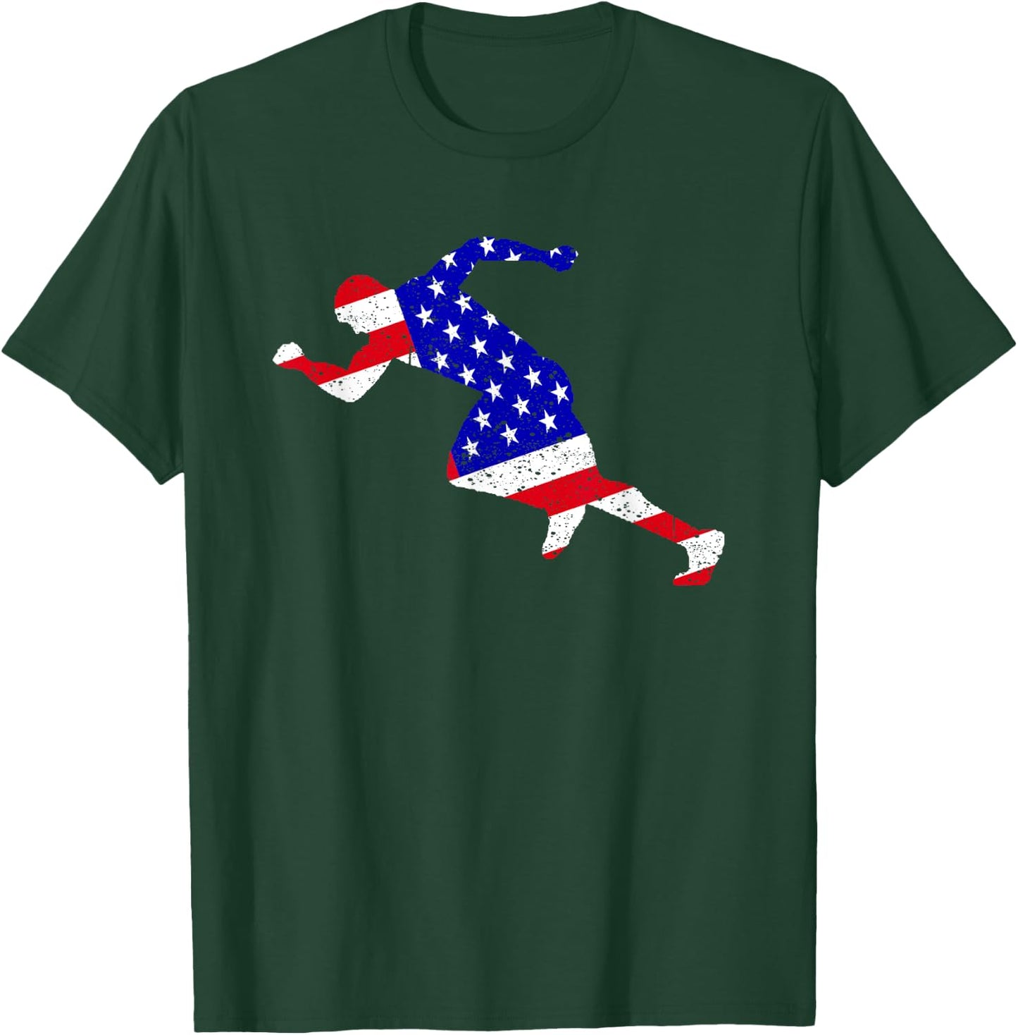 Best USA American Flag Track And Field Gift Team Men Women T-Shirt - T-Shirt | Forest