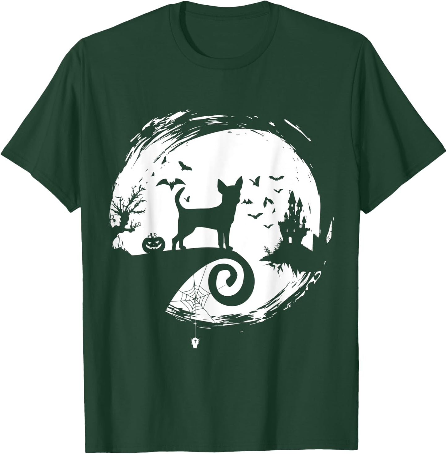 Chihuahua Halloween Costume Moon Silhouette Creepy T-Shirt - T-Shirt | Forest