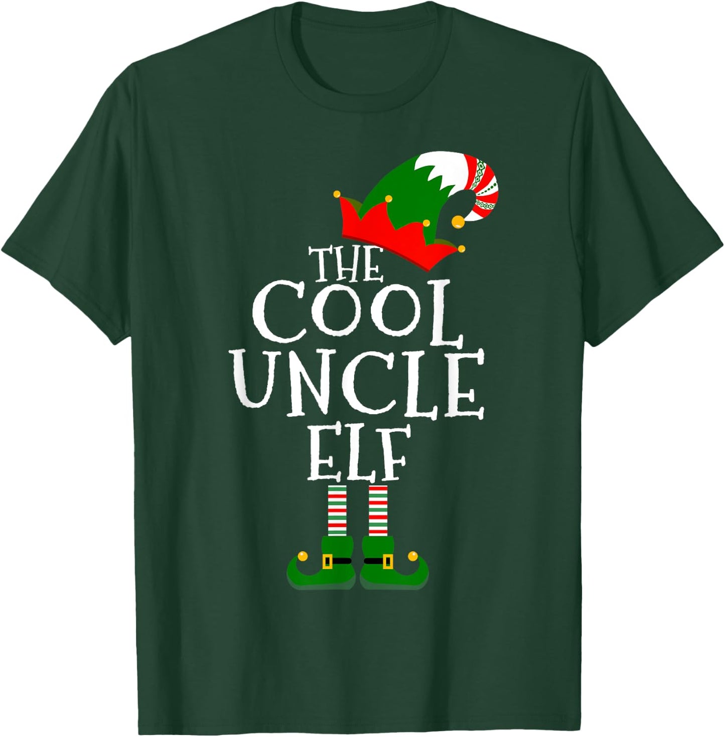 Fun The Cool Uncle Elf Gift Matching Family Group Christmas T-Shirt - T-Shirt | Forest