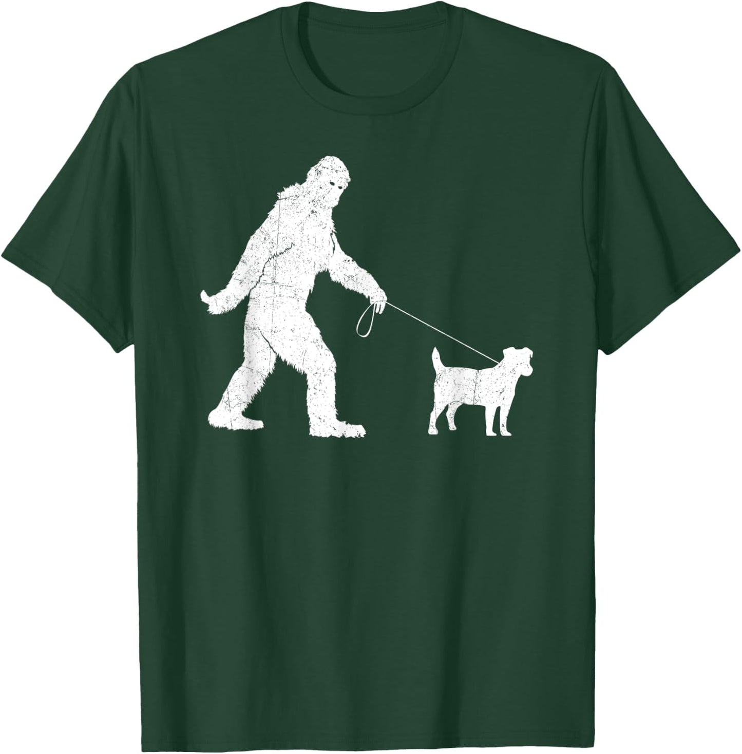Funny Bigfoot Sasquatch Walking Jack Russell Dog Lovers Men Women Kids T-Shirt - T-Shirt | Forest