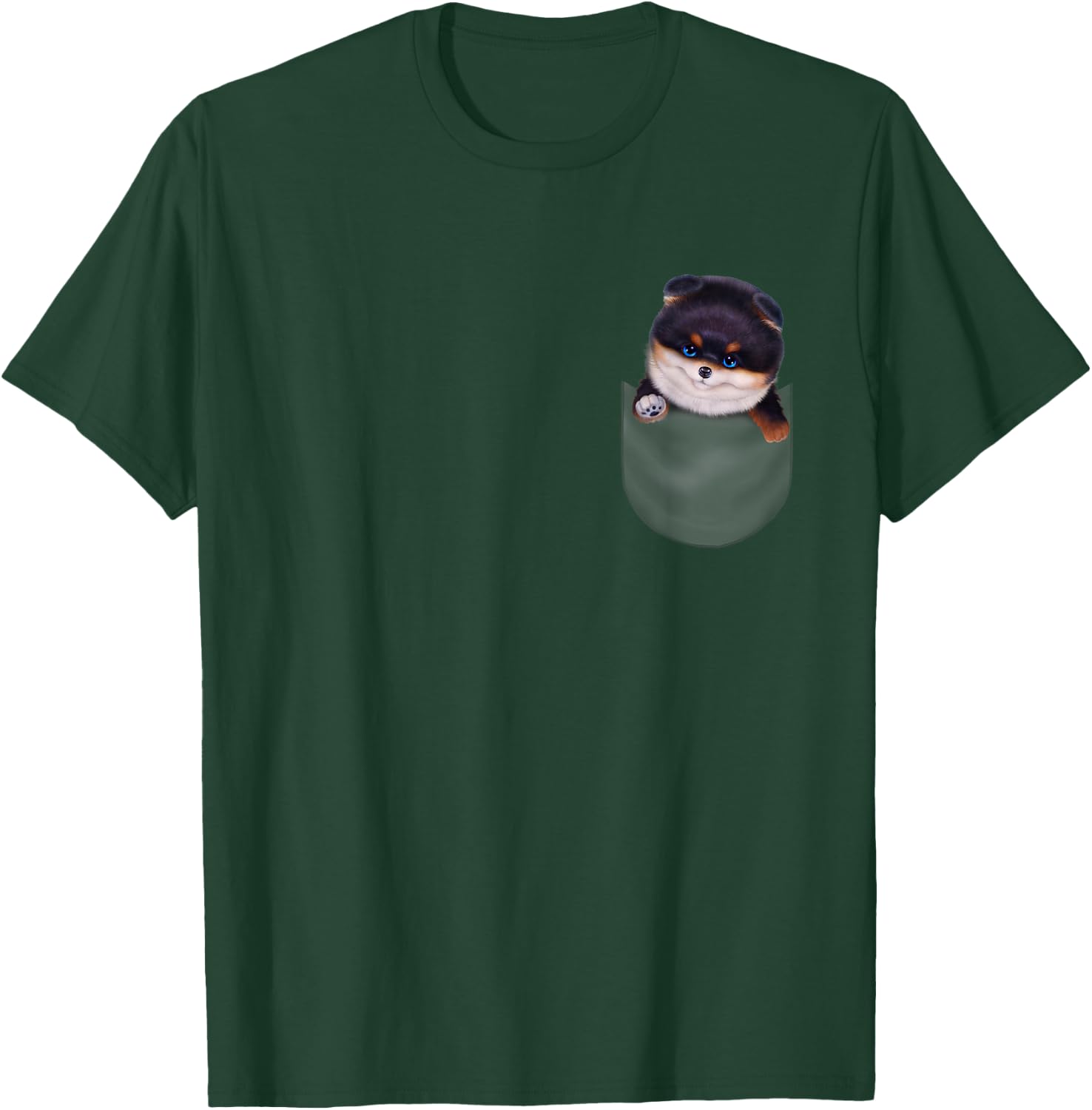 Black Tan Pomeranian Dog in Pocket Men Women Kids T-Shirt - T-Shirt | Forest
