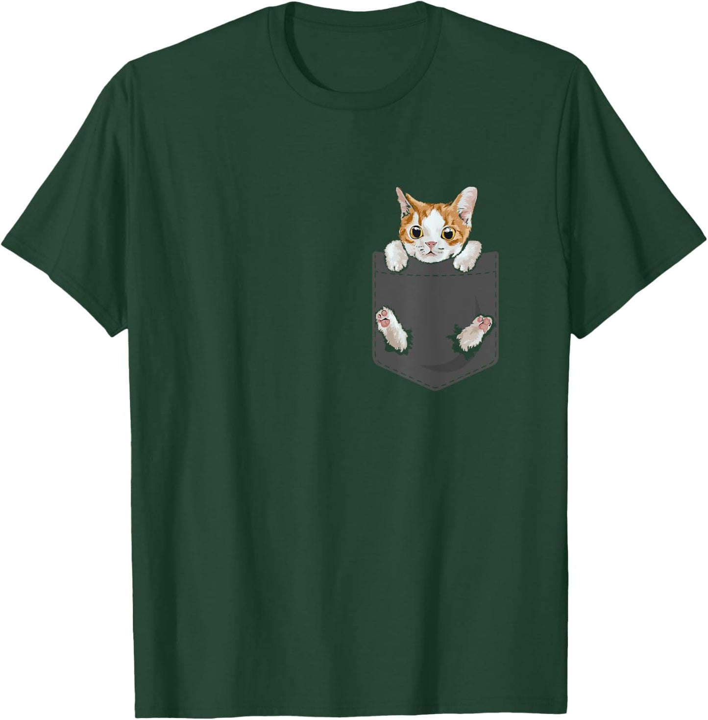 Hanging Cat in Pocket Cute Cat Lover Women Kids T-Shirt - T-Shirt | Forest