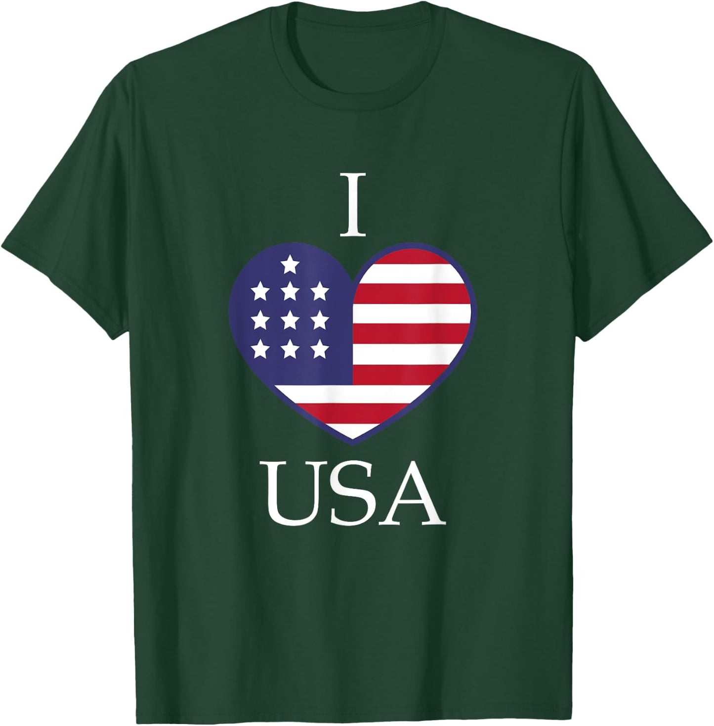 I heart USA, I Love USA, America Patriotic T-Shirt - T-Shirt | Forest