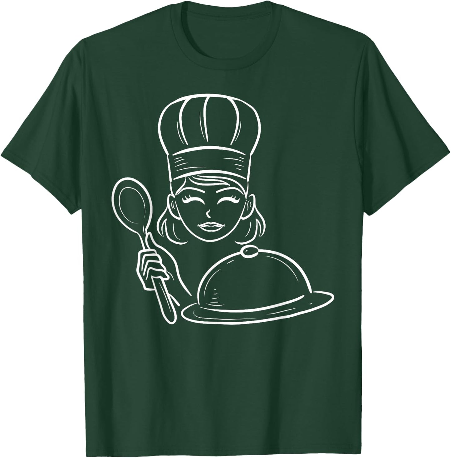 Female Chef Hat Cook Foodie Lover Gourmet Cooking T-Shirt - T-Shirt | Forest
