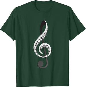 Funny Piano Gift Women Cool Treble Clef Musical Note T-Shirt - T-Shirt | Forest