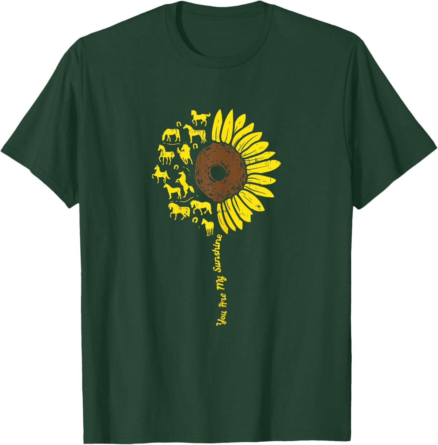 Horse Sunflower You're My Sunshine Animal Equestrian Gift T-Shirt - T-Shirt | Forest