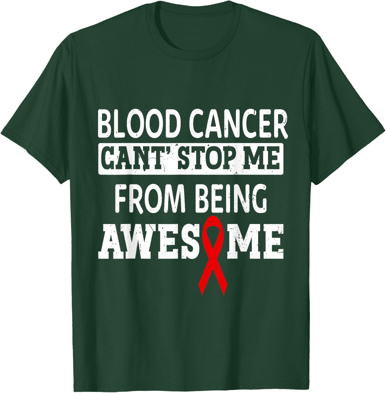 Blood Cancer Awareness Leukemia Warrior Red Ribbon T-Shirt - T-Shirt | Forest