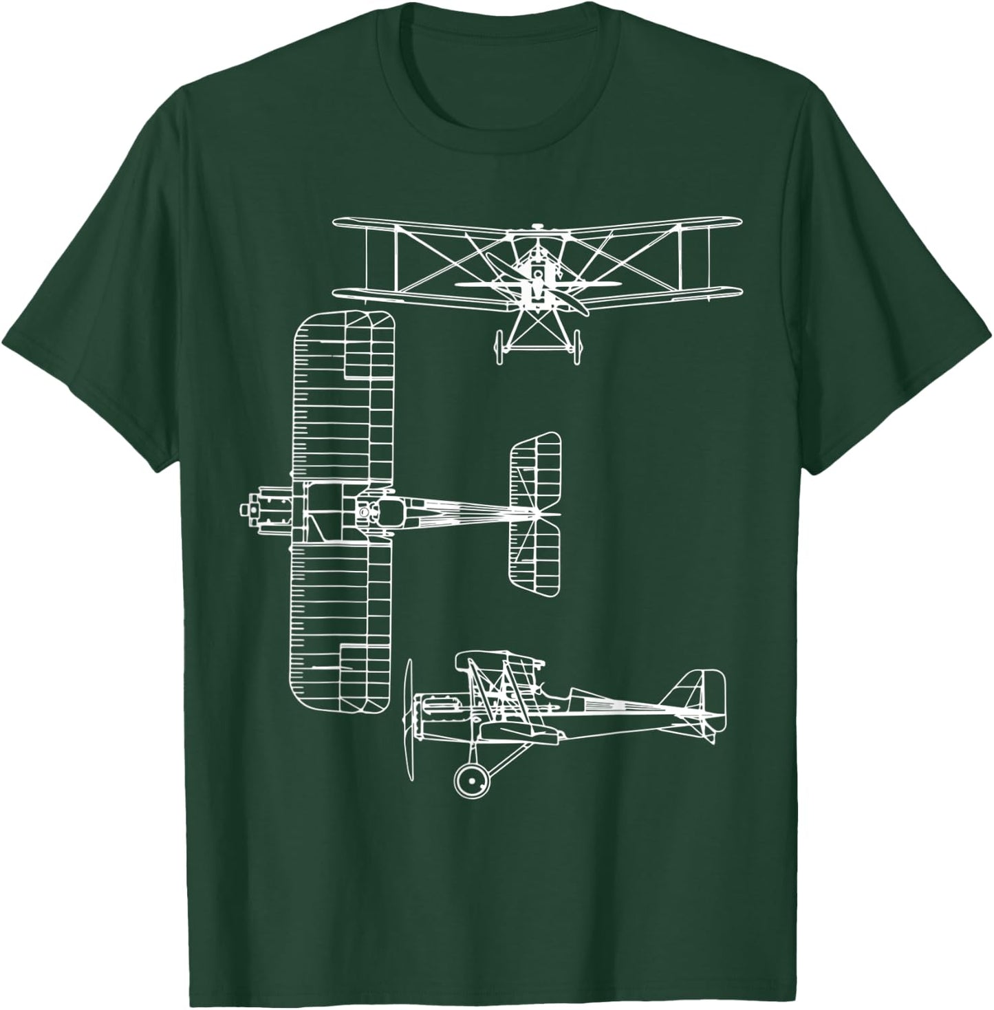 S.E.5 UK WW1 Plane Warbird Blueprint Schematics Diagram T-Shirt - T-Shirt | Forest