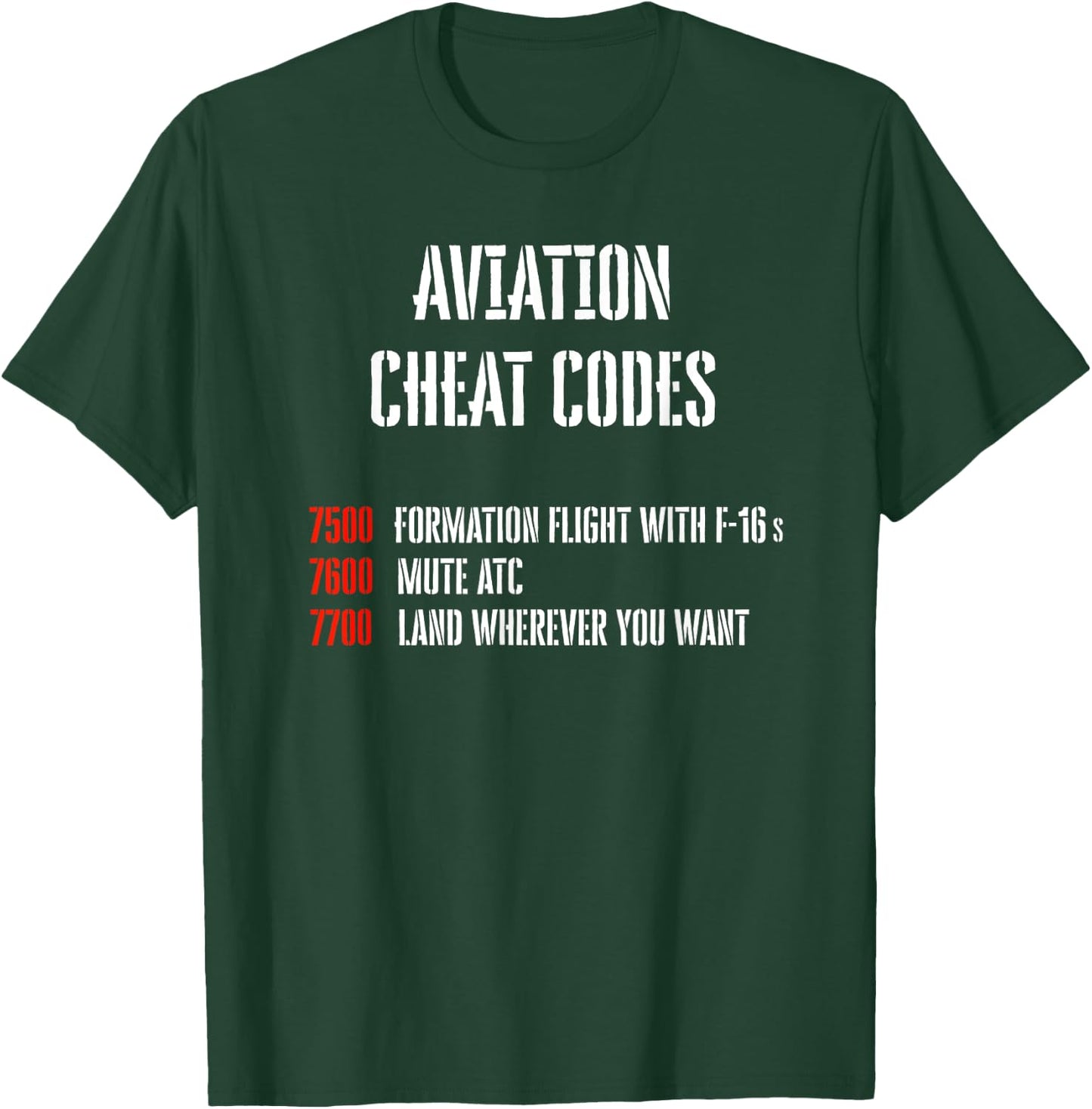 Aviation Cheat Codes Transponder Funny Pilot Gift T-Shirt - T-Shirt | Forest