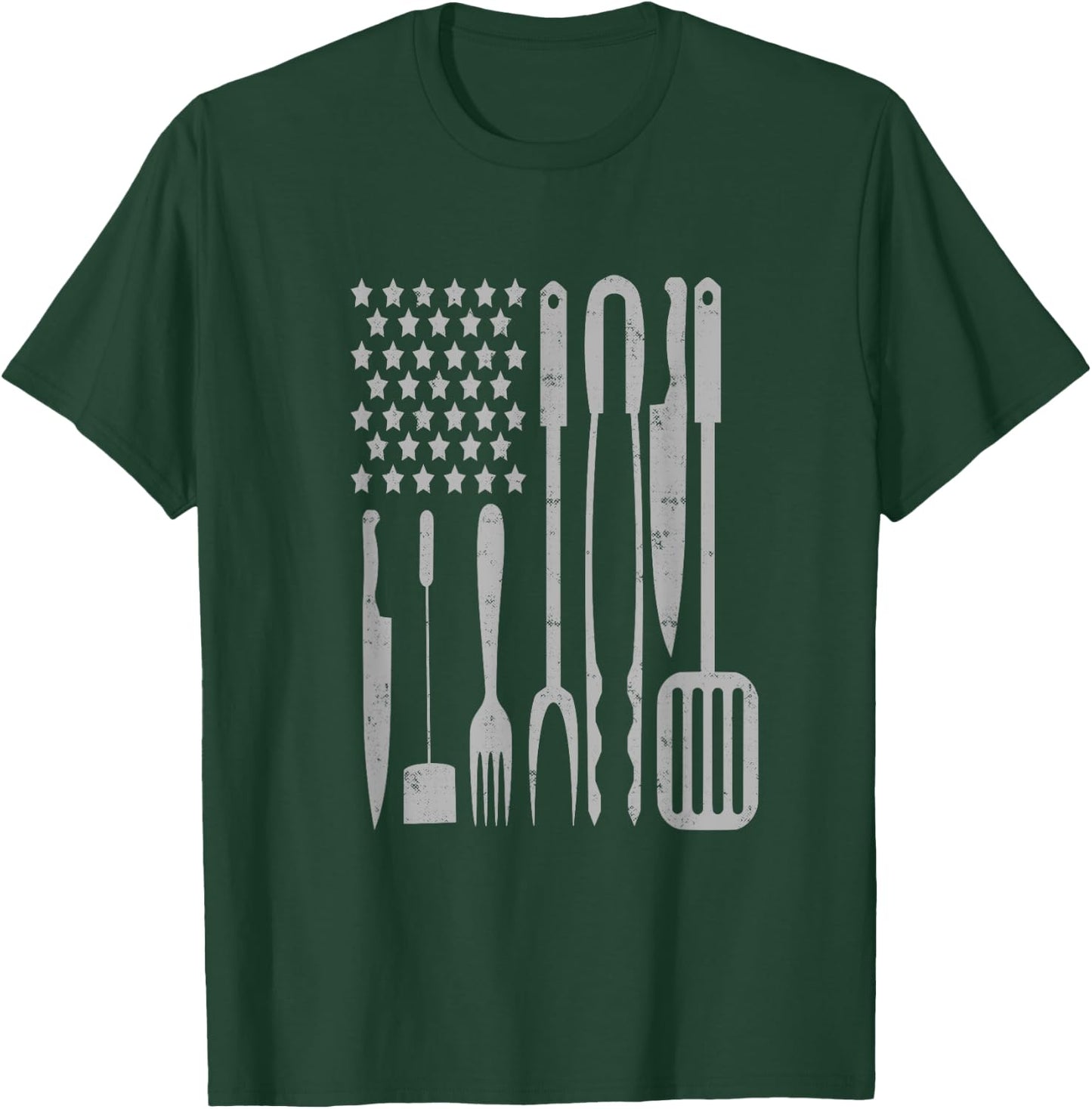 BBQ Grilling Barbecue American Flag USA America 4th Of July Men T-Shirt - T-Shirt | Forest