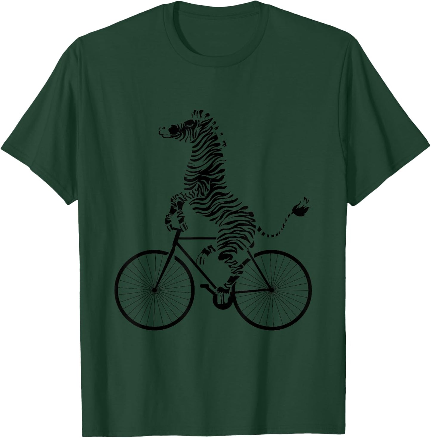 Funny Zebra Riding On A Bike Funny Bicycle Animal Lover Gift T-Shirt - T-Shirt | Forest