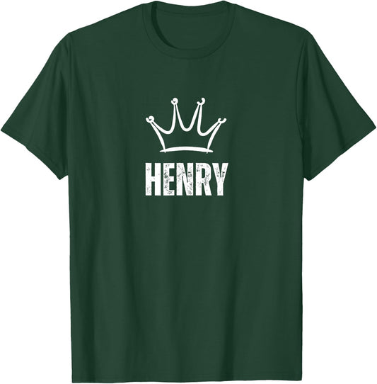 King Henry Crown - Custom First Name Birthday #1 Winner T-Shirt - T-Shirt | Forest