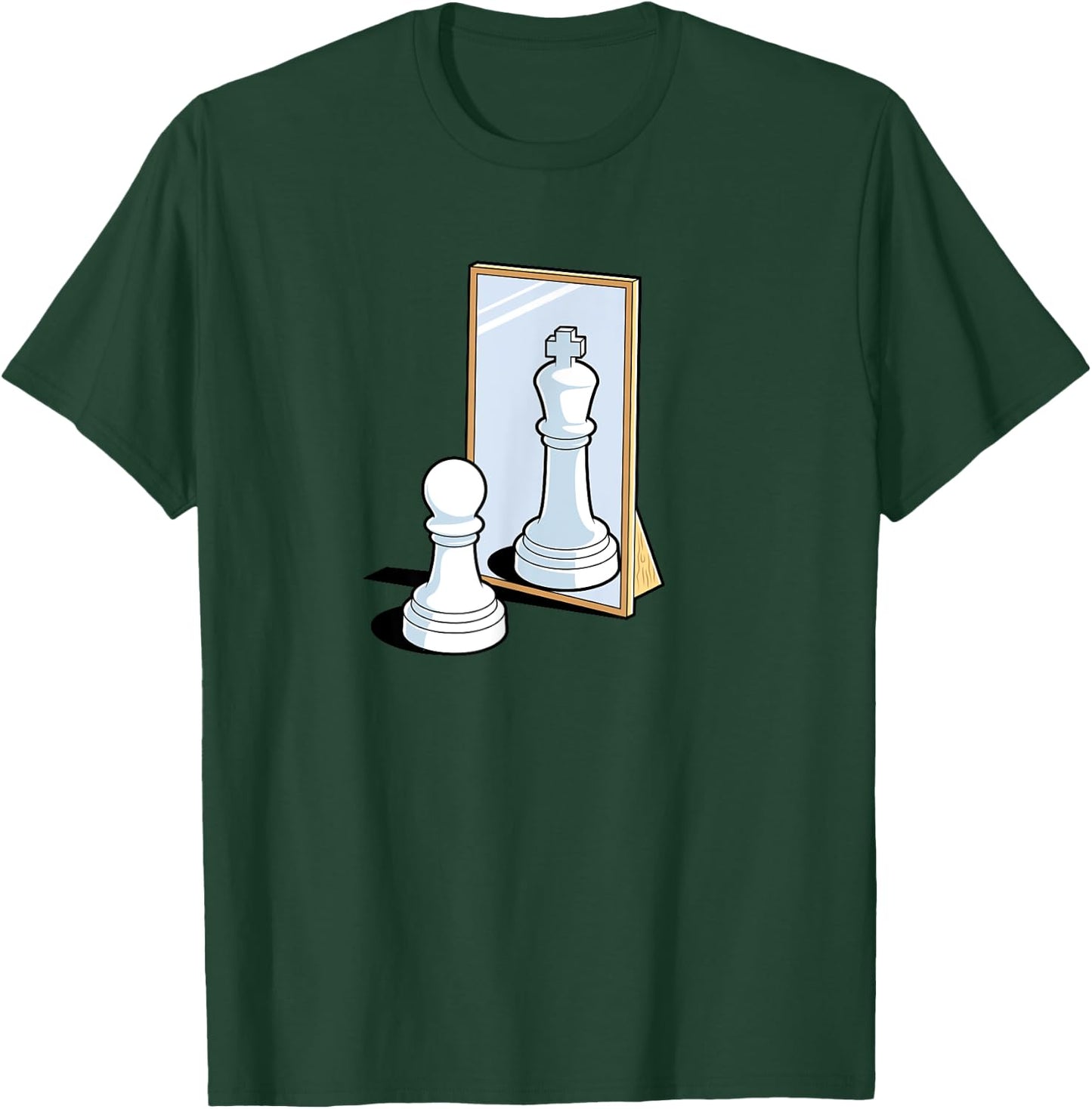 Chess Pawn King Mirror Reflection Funny Motivational Meme T-Shirt - T-Shirt | Forest