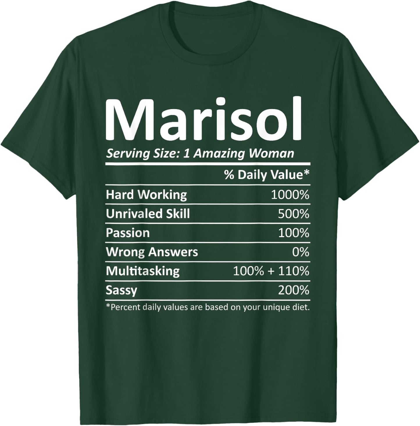 MARISOL Nutrition Personalized Name Funny Christmas Gift T-Shirt - T-Shirt | Forest