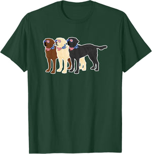 3 Labrador Retrievers Wearing USA Glasses Brown Black Yellow T-Shirt - T-Shirt | Forest
