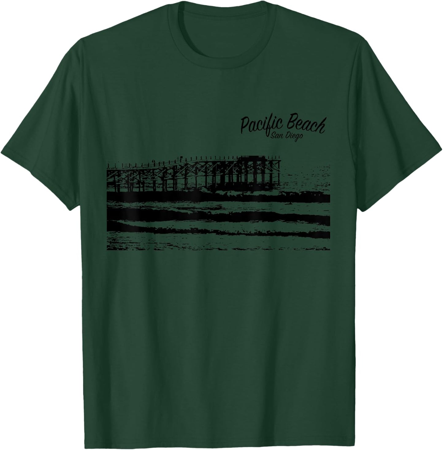 Pacific Beach Pier Men Women T-Shirt - T-Shirt | Forest