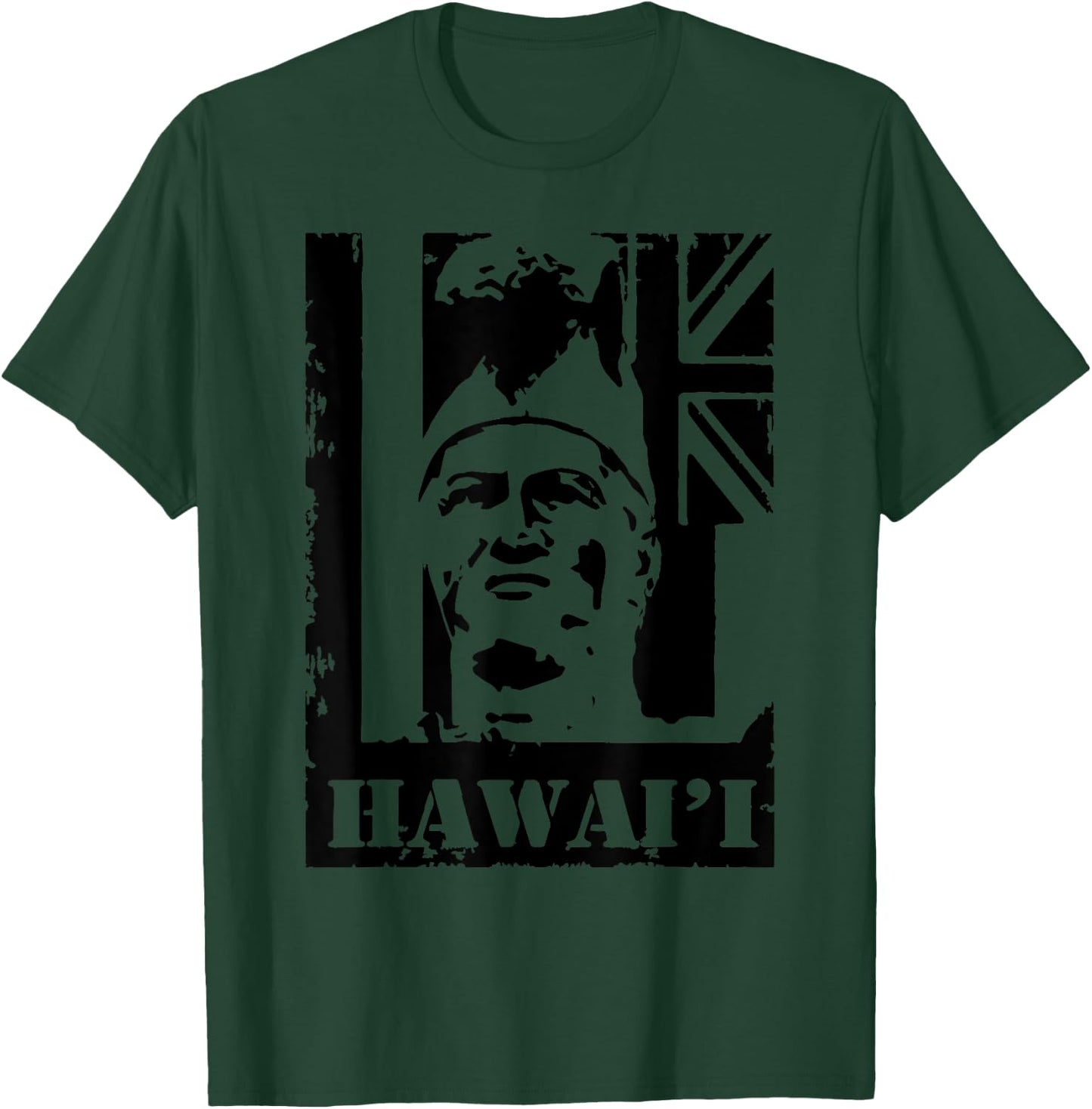 Hawai'i King Kamehameha (black ink) by Hawaii Nei All Day T-Shirt - T-Shirt | Forest