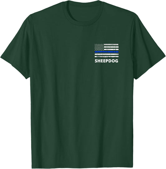 Sheepdog SWAT Thin Blue Line Police Tactical Shooting Range Men Women T-Shirt - T-Shirt | Forest