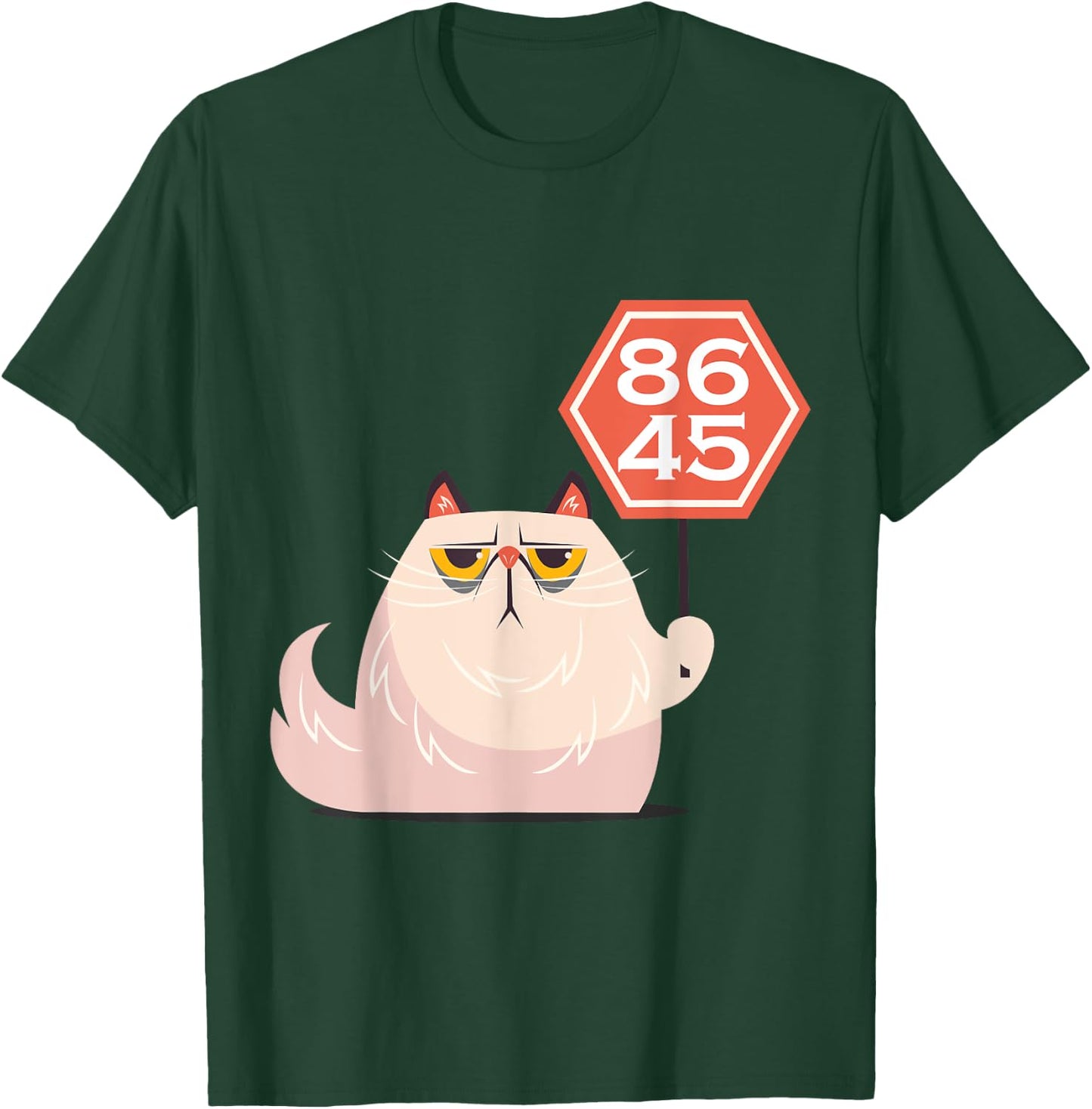 864511320 Anti Trump Cute Cat with 8645 Vote Out Trump Sign Men Women T-Shirt - T-Shirt | Forest