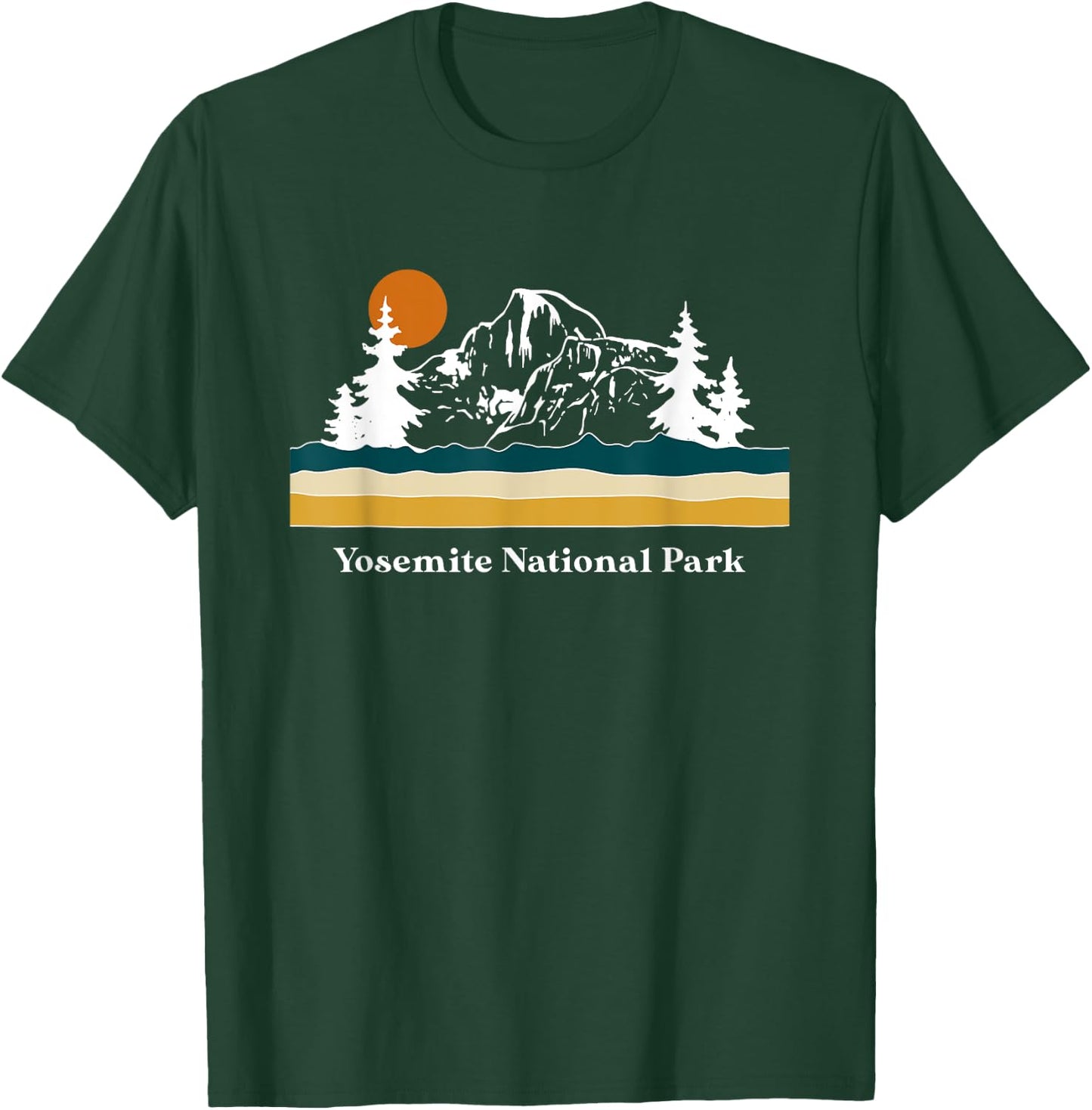 Retro Vintage Yosemite National Park Half Dome Stripes T-Shirt - T-Shirt | Forest
