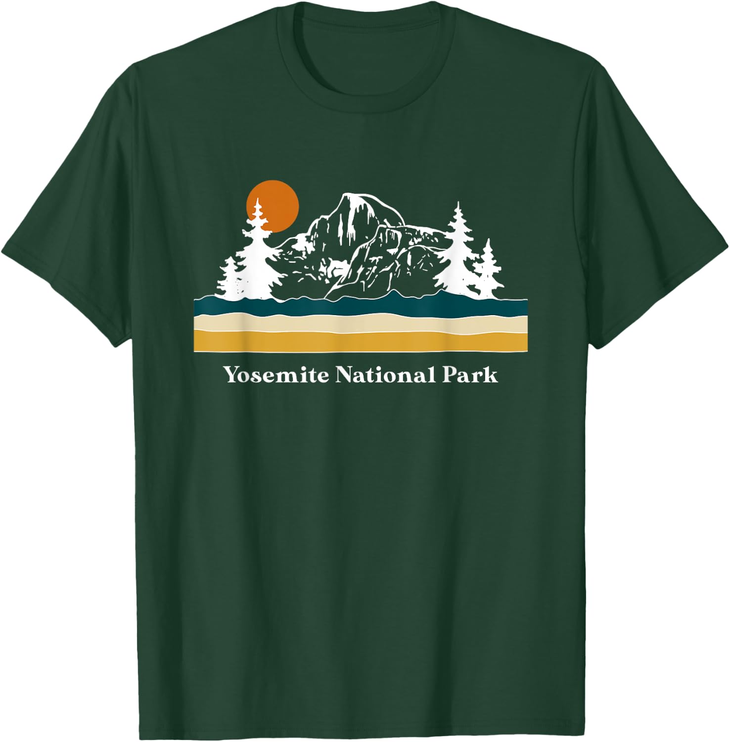 Retro Vintage Yosemite National Park Half Dome Stripes T-Shirt - T-Shirt | Forest