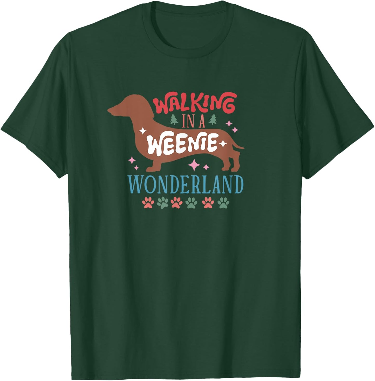 Elk Christmas Designs Wiener Dog , Black, Small T-Shirt - T-Shirt | Forest