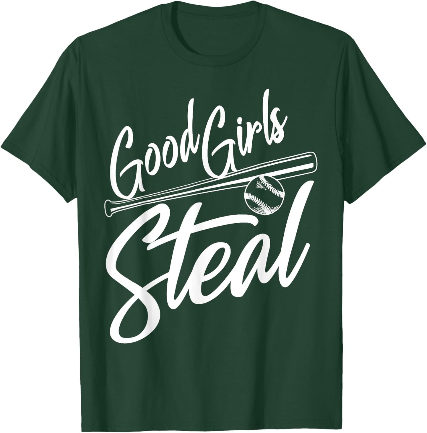 Softball Art Good Girls Steal Baseball Pitcher T-Shirt - T-Shirt | Forest
