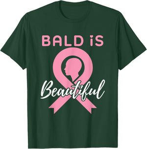Breast Cancer Awareness Bald Is Beautiful Warrior Fighter T-Shirt - T-Shirt | Forest