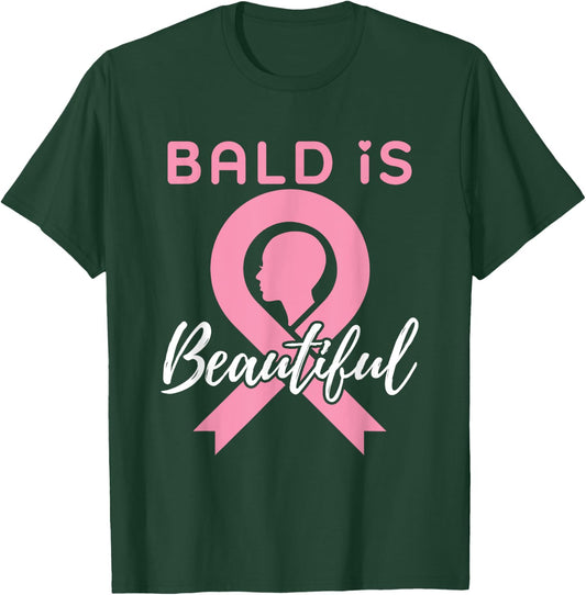 Breast Cancer Awareness Bald Is Beautiful Warrior Fighter T-Shirt - T-Shirt | Forest