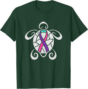 Turtle and Thyroid Cancer Ribbon T-Shirt - T-Shirt | Forest