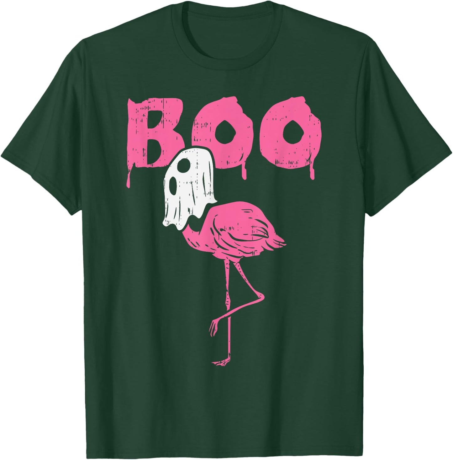 Boo Flamingo Ghost Fun Halloween Animal Bird Men Women Gift T-Shirt - T-Shirt | Forest