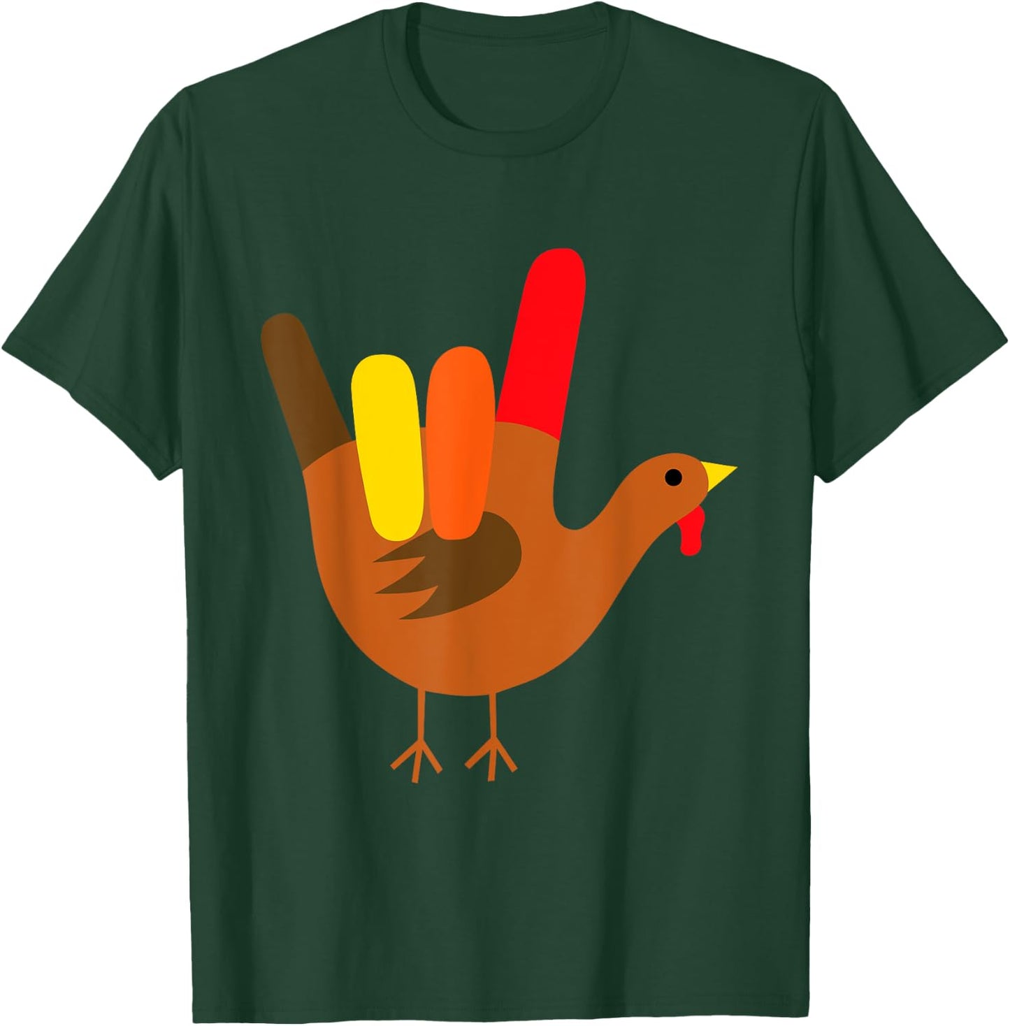 American Sign Language I Love You Thanksgiving Turkey T-Shirt - T-Shirt | Forest