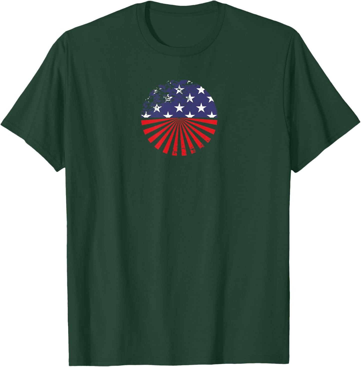 American Flag Vintage Retro Round Distressed Design T-Shirt - T-Shirt | Forest