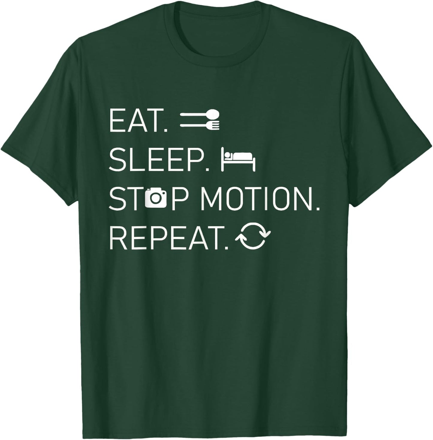 Stop Motion - Eat Sleep Repeat - Film Technology T-Shirt - T-Shirt | Forest