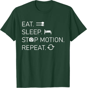 Stop Motion - Eat Sleep Repeat - Film Technology T-Shirt - T-Shirt | Forest