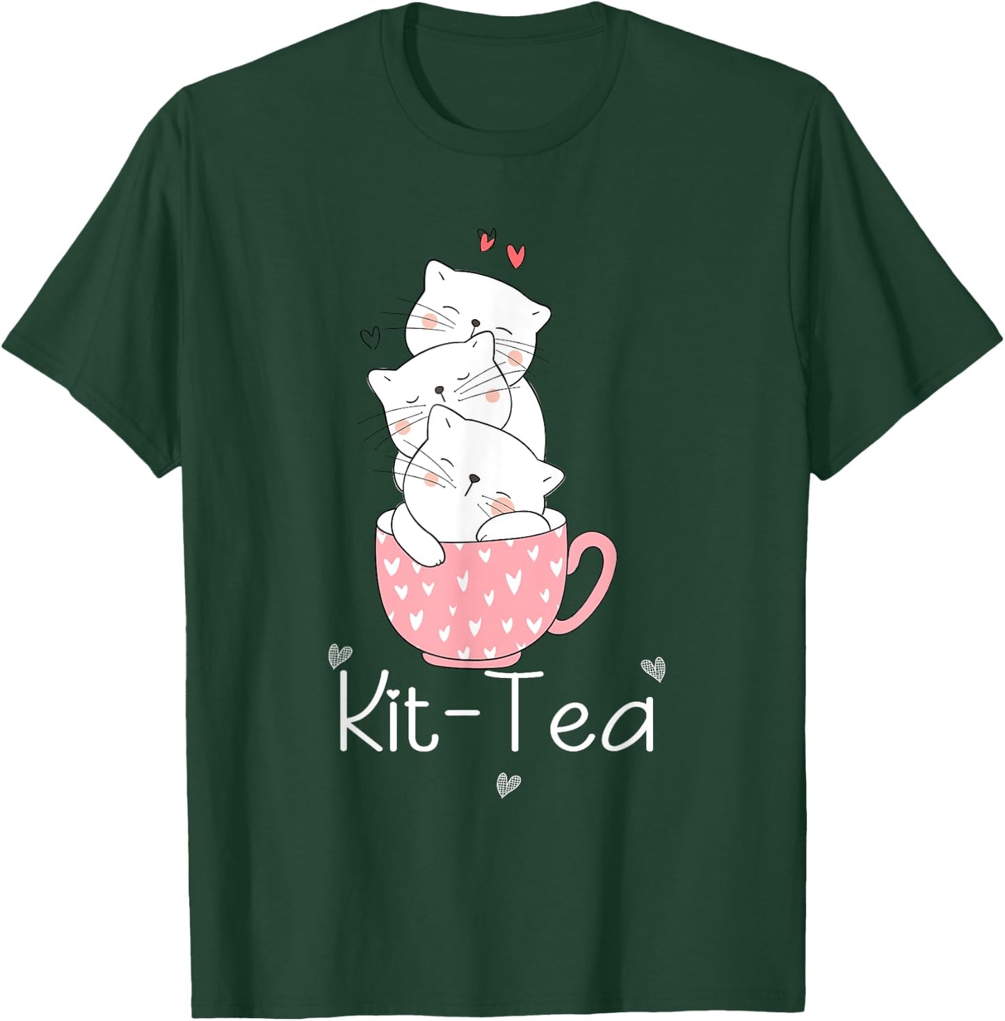 Kit Tea Gift Cat Lover Gift Funny Animal Love Cool Women Girls Kids T-Shirt - T-Shirt | Forest
