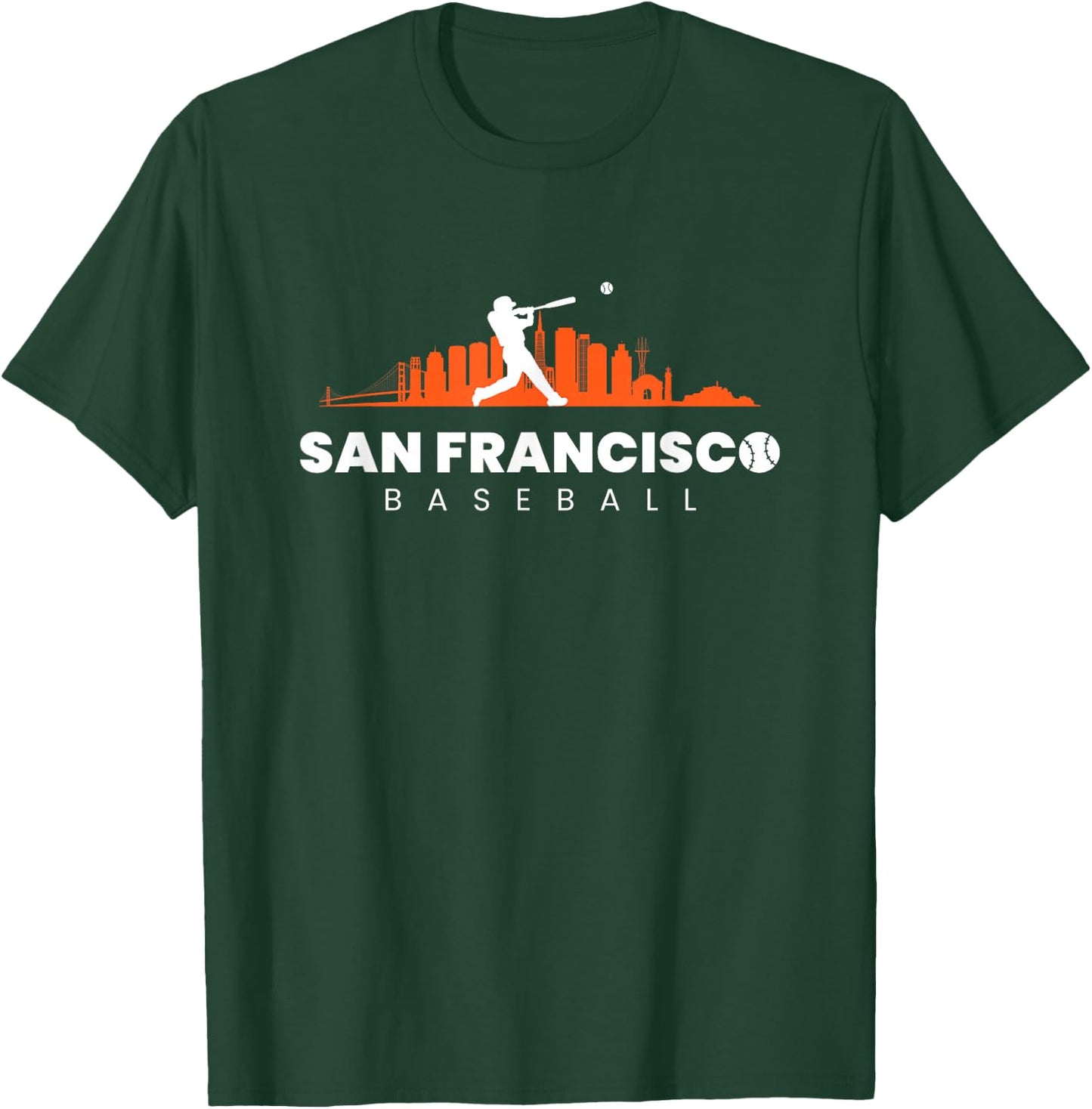 San Francisco Baseball Minimalist Skyline Baseball Lover T-Shirt - T-Shirt | Forest