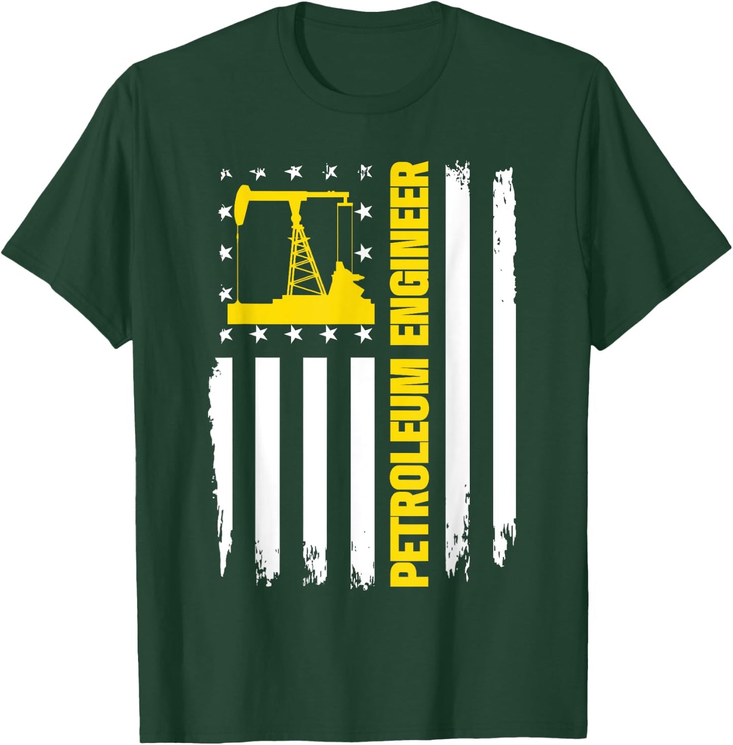 Petroleum Engineer US Flag Oil Rig Gas Oilfield T-Shirt - T-Shirt | Forest