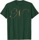 Monogram Initial Letter N Gold T-Shirt - T-Shirt | Forest