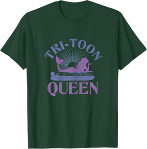 Tritoon Queen Flatboat Pontoon Boat Life Tri-Toon T-Shirt - T-Shirt | Forest