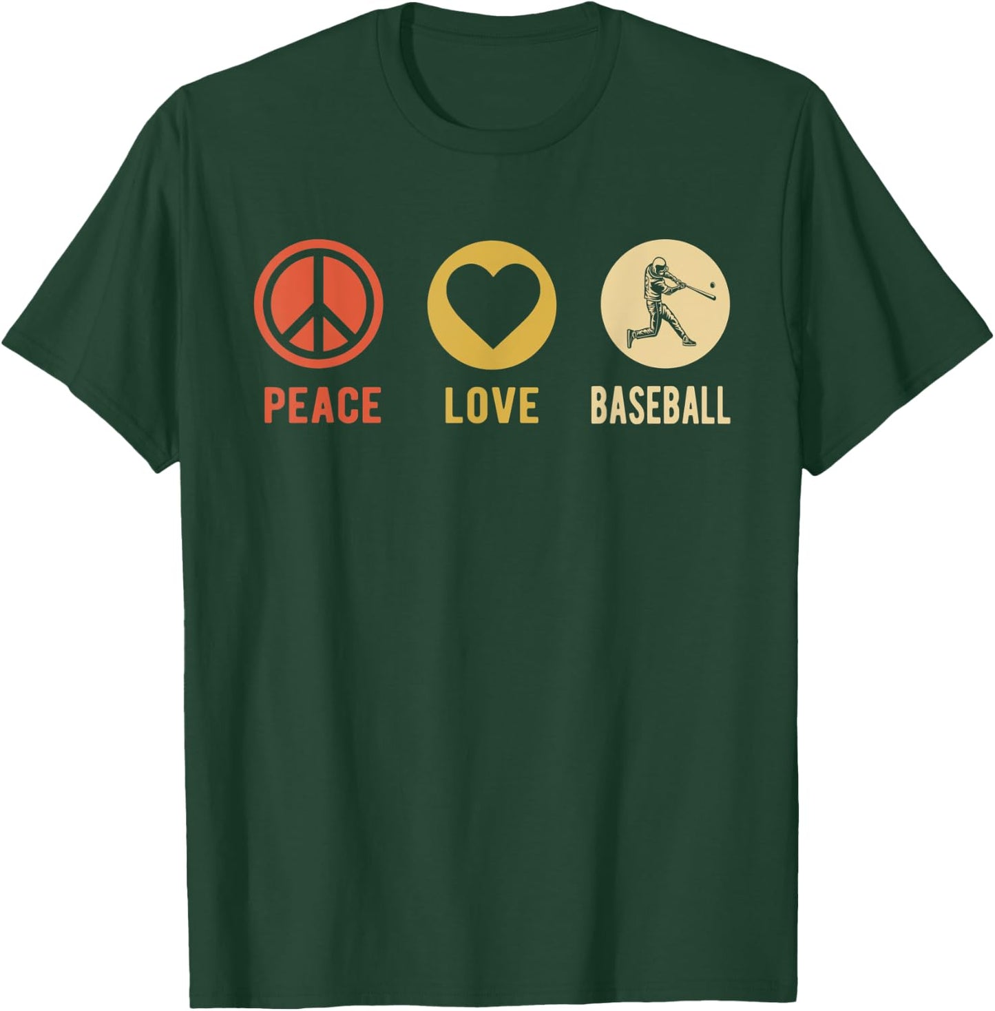 Vintage Peace Love Baseball sports lover Player gifts T-Shirt - T-Shirt | Forest