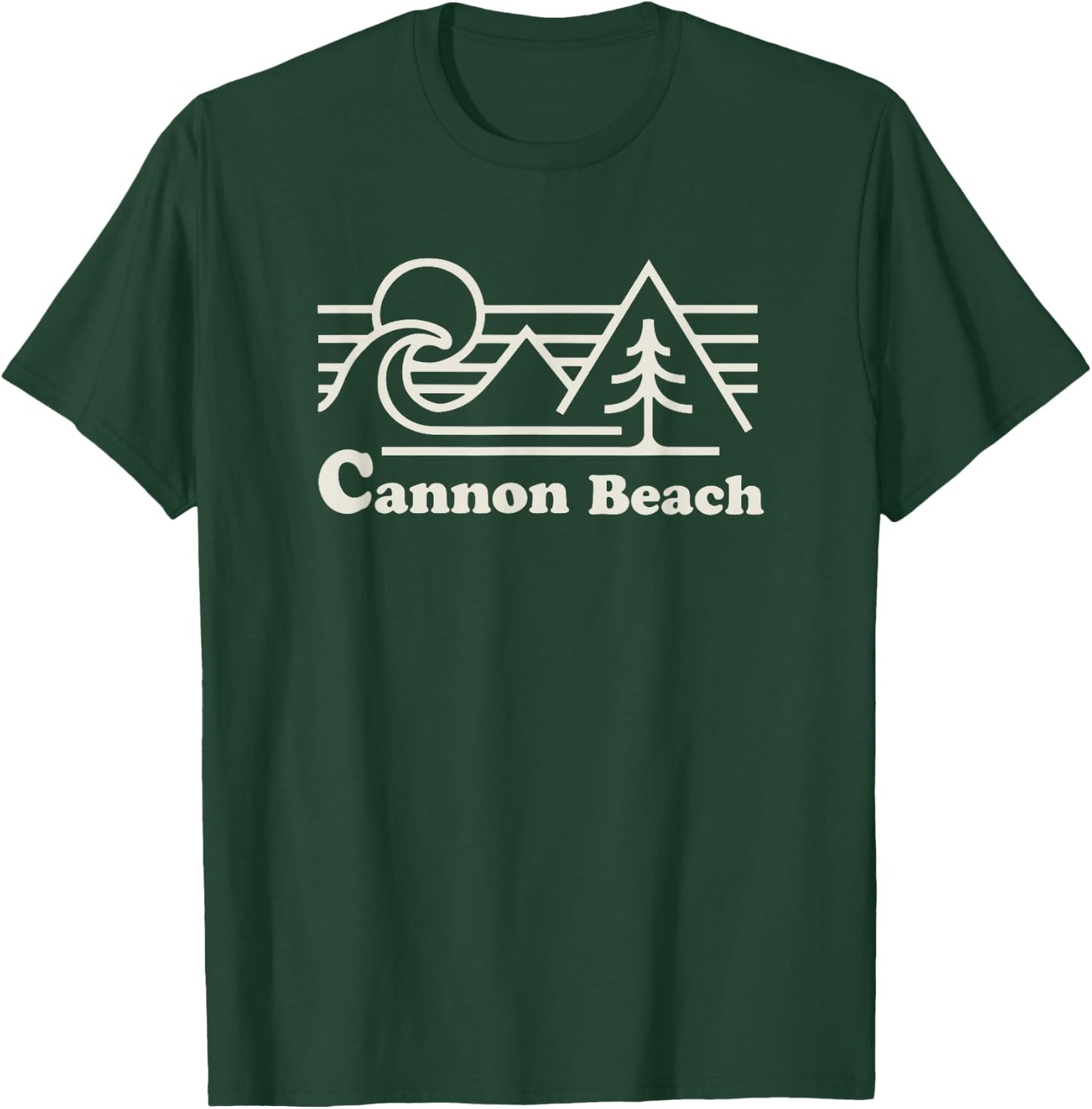 Cannon Beach Oregon Coast Retro Vintage Surfing Sunset T-Shirt - T-Shirt | Forest