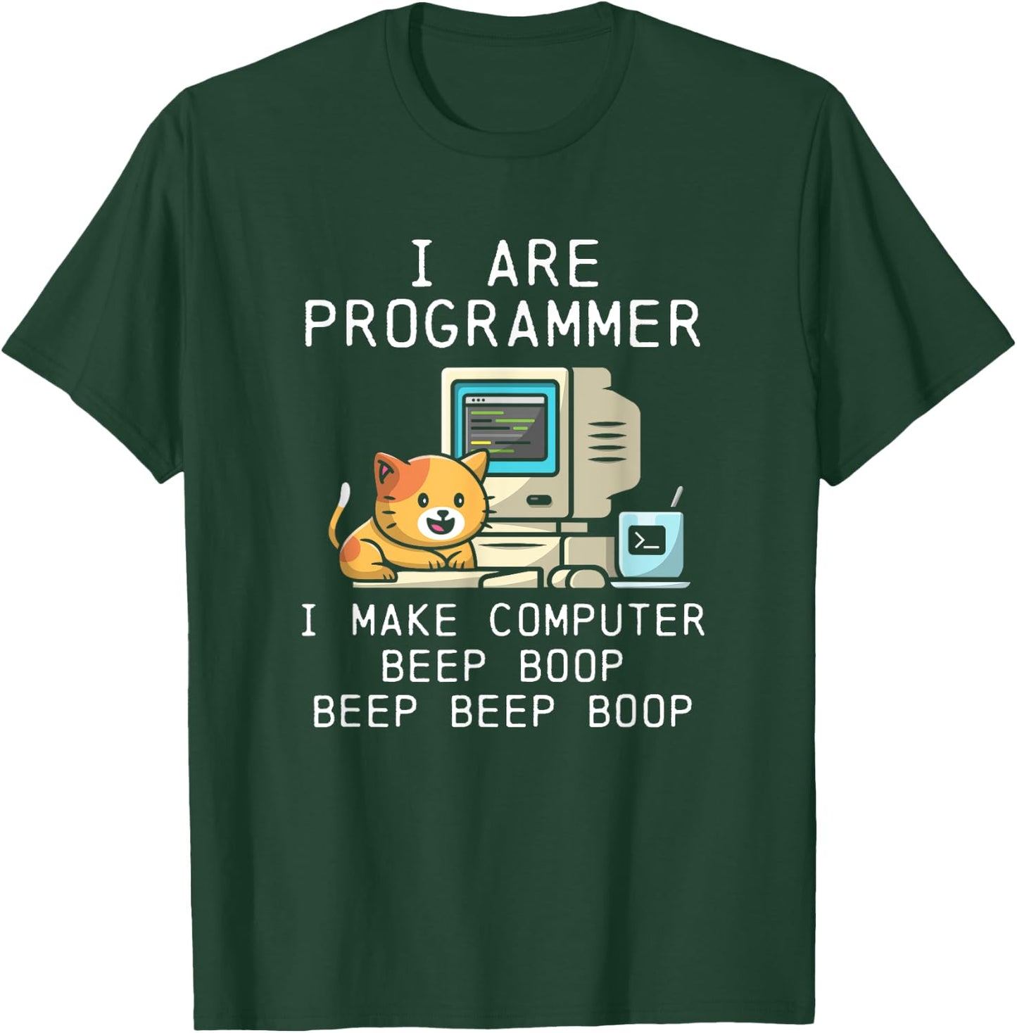 Programmer Cat Beep Boop Coding Women T-Shirt - T-Shirt | Forest